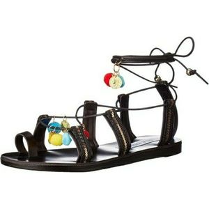 Black Steve Madden Pompom Gladiator sandals size 9
